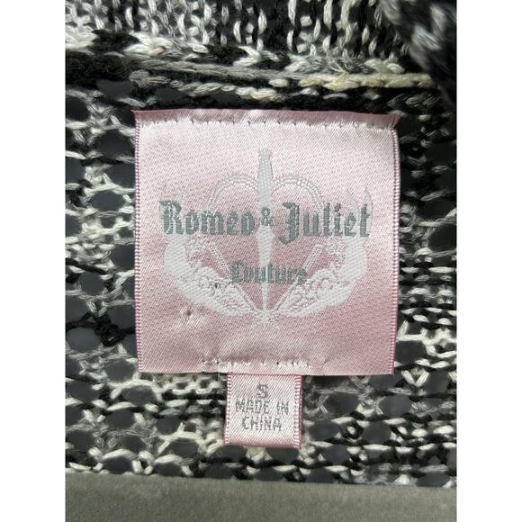 Romeo & Juliet Couture Open Womens Small Soft Knit Black Heather Tie Waist - Picture 4 of 6
